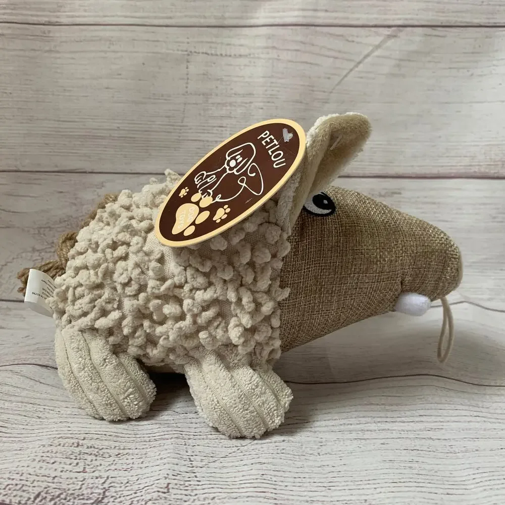 Petlou Warthog Dog Toy with Squeaker and Crinkle Ears Puppy Fetch Toss Play